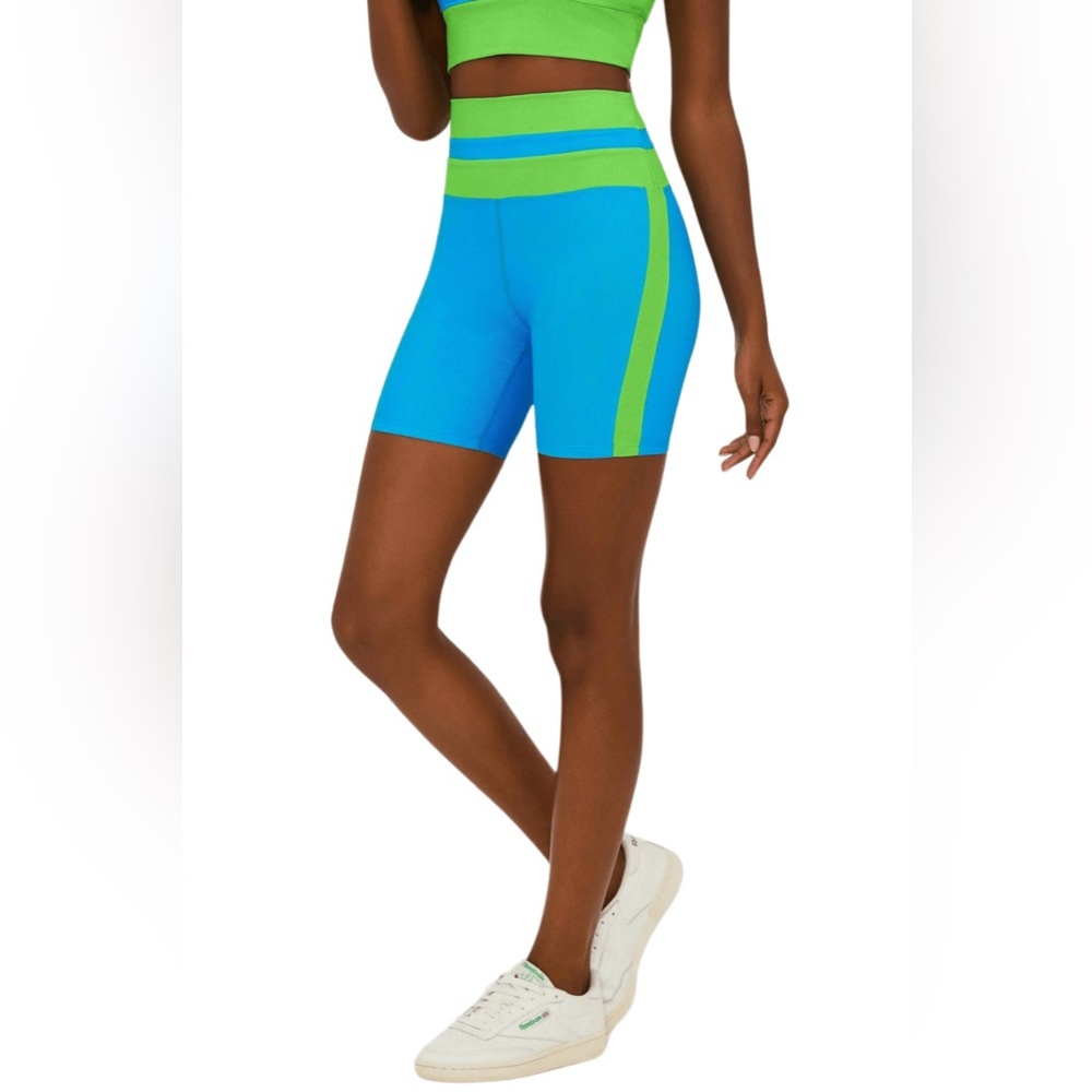 BEACH RIOT-SAMANTHA SHORT-PALM GREEN COLOUR-BLOCK, Small, $98 - Picture 2 of 9